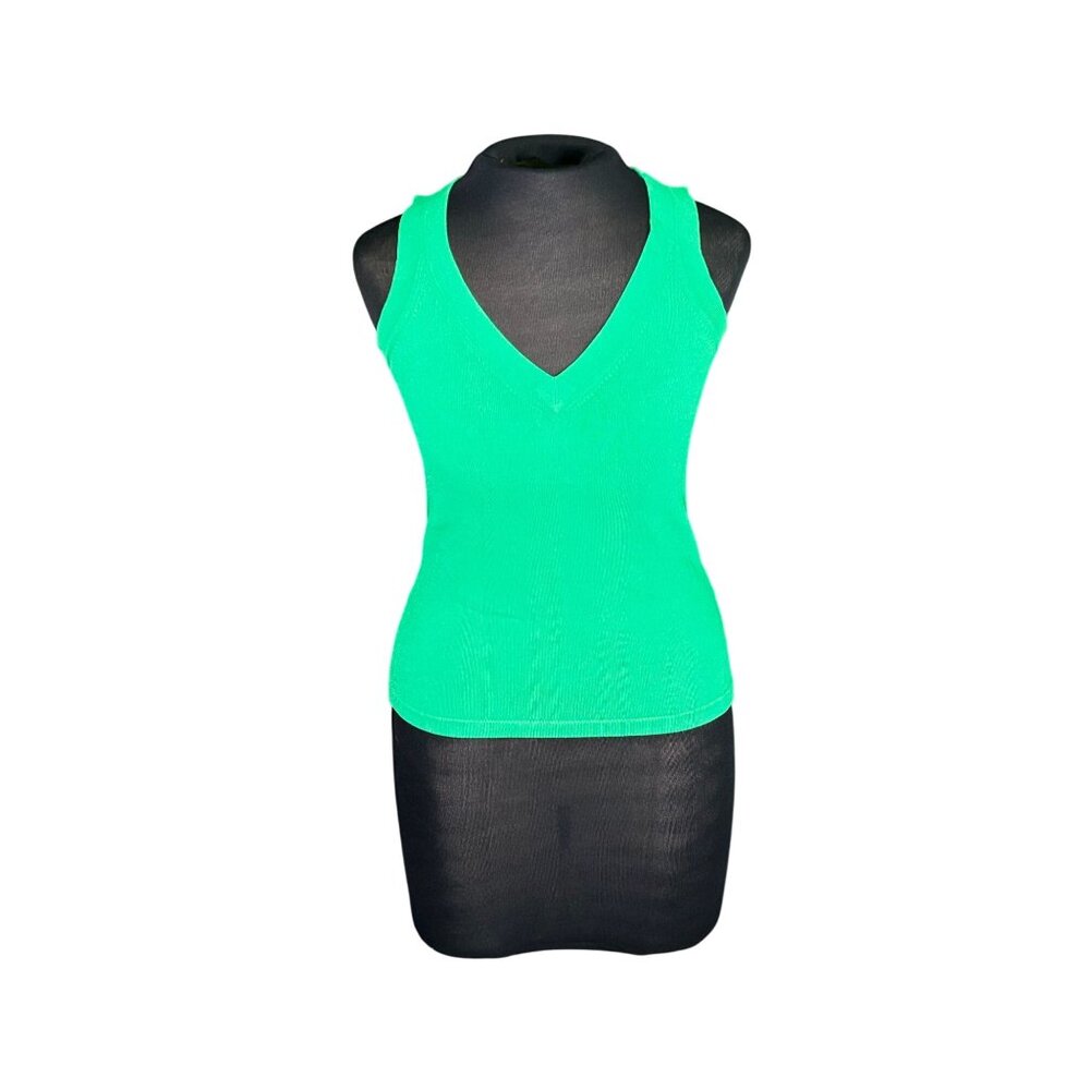 Banana Republic Womens Sleeveless V-Neck Green Knit Tank Top S